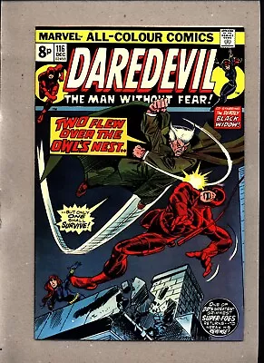 Buy Daredevil #116_dec 1974_fine+_black Widow_ Two Flew Over The Owl's Nest _uk! • 0.99£