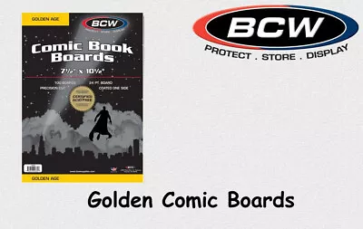 Buy BCW - 100 Comic Book Backing Boards - Golden - 24 Pt. - Coated - NEW! Original Packaging! • 11.43£