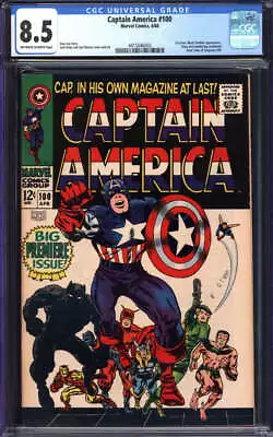 Buy Captain America #100 Cgc 8.5 Ow/wh Pages // 1st Issue Marvel Comics 1968 • 880.67£