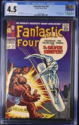 Buy Fantastic Four 55 CGC 4.5 Thing Vs Silver Surfer. Lockjaw Cameo Kirby Cover 1966 • 79.05£