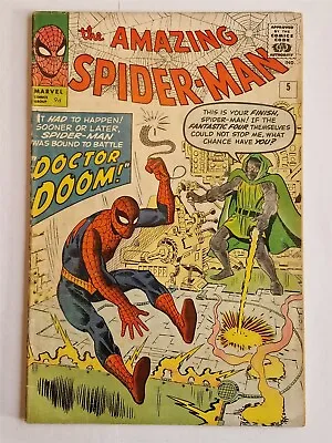 Buy Amazing Spider-man #5 Vg+ (4.5) October 1963 1st Dr Doom X-over Marvel Comics ** • 899.99£
