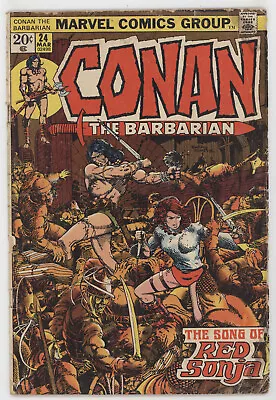 Buy Conan The Barbarian 24 Marvel 1973 GD 1st Red Sonja Barry Windsor Smith Roy Thom • 64.20£