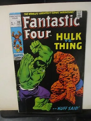 Buy Fantastic Four #112 July 1971 Hulk Vs Thing   VG+ • 120£