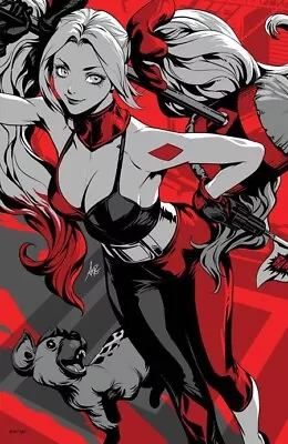 Buy Harley Quinn Black White Redder #1 FOIL Cover F Stanley Artgerm Lau Variant NM • 4.76£