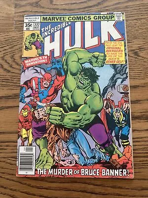 Buy Incredible Hulk #227 (Marvel 1978)Murder Of Bruce Banner! Avengers Newsstand FN • 3.43£