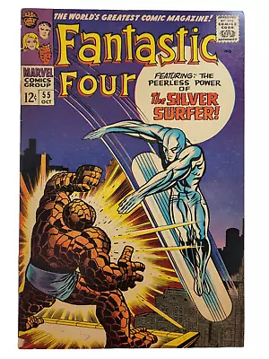 Buy Fantastic Four #55 Silver Surfer App. KEY  - Lee / Kirby Marvel 1966 GD+ GD/VG  • 117.63£