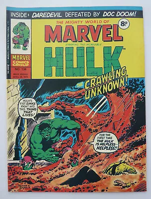 Buy Mighty World Of Marvel #134 - Hulk - Marvel UK Comic - 26 April 1975 F/VF 7.0 • 5.99£