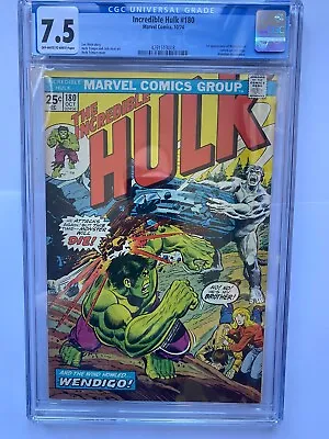Buy INCREDIBLE HULK #180 1st Cameo Wolverine Marvel 1974 New Slab CGC 7.5 • 849£