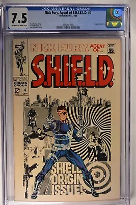 Buy Nick Fury Agent Of Shield  #4 CGC 7.5 Ow/w Origin SHIELD  9/1968 KEY • 217.42£