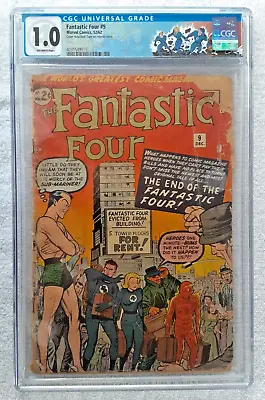 Buy Fantastic Four #9 (Marvel, 12/62) CGC 1.0 Fair {3rd SA App. Sub-Mariner}  KEY  • 181.27£