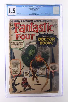 Buy Fantastic Four #5 - Marvel Comics 1962 CGC 1.5 Origin And 1st App Of Dr. Doom • 2,628.16£