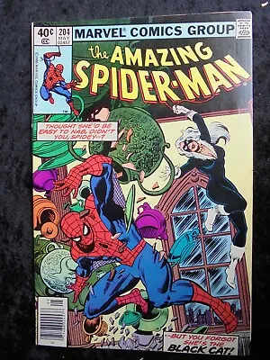 Buy Amazing Spiderman #204 1980 Bronze Age Marvel Comics Black Cat!! • 11.27£