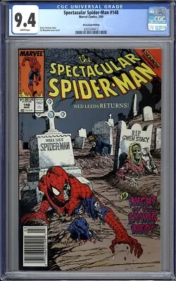 Buy SPECTACULAR SPIDER-MAN #148 - Newsstand Edition - CGC 9.4 Marvel 1989 Buscema • 47.84£