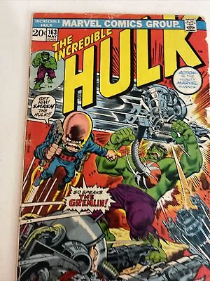 Buy Incredible Hulk #163, 1st Gremlin Appearance, 1973 Marvel, VG/G HULK KEY!! • 8.53£