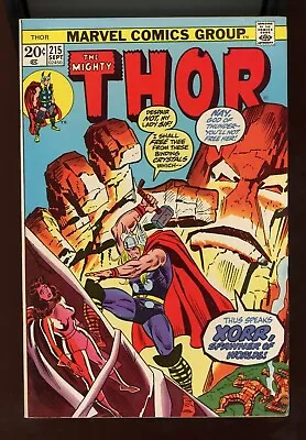 Buy 1973 Marvel,   The Mighty Thor   # 215, Key, Origin Of Xorr, VF, BX102 • 10.25£