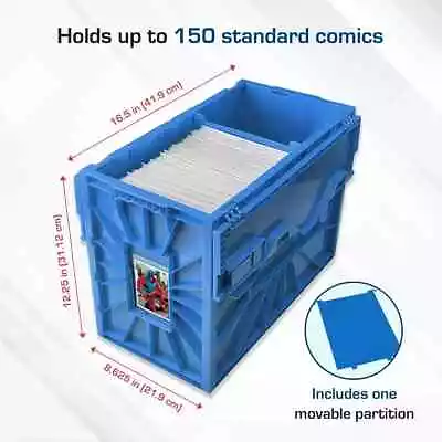 Buy 1 BCW Blue Short Comic Book Bin HeavyDuty Plastic Stackable Box Ho1ds 150 Comics • 24.03£