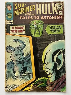 Buy TALES TO ASTONISH #72 Sub-Mariner Hulk 1965 Marvel Comics UK Price GD • 7.95£
