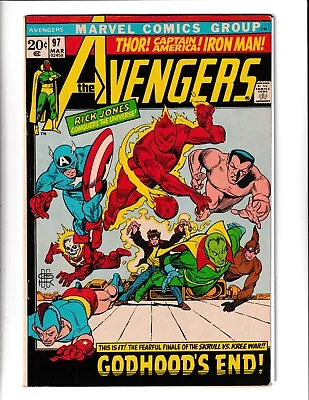 Buy Avengers 97 Fine Marvel Comics Book Iron Man Kree Skrull War Kane/adams (1972) • 32.16£