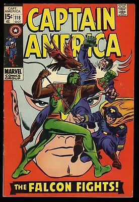 Buy Captain America #118 FN+ 6.5 2nd Appearance Falcon! Red Skull! Marvel 1969 • 34.69£