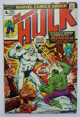 Buy The Incredible Hulk #162 - 1st App Wendigo - UK Variant April 1973 VG/FN  5.0 • 84.95£
