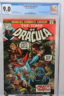 Buy Tomb Of Dracula #13 CGC 9.0 1st Cameo Of Deacon Frost, 3rd & Origin Blade 1973 • 276.71£