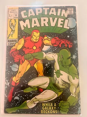 Buy Captain Marvel #14 June 1969  -  Iconic Cover Art By Frank Springer • 19.99£