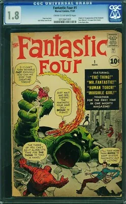 Buy Fantastic Four # 01 Marvel 11/1961, CGC 1.8, Origin & 1st App. Fantastic Four • 10,857.76£