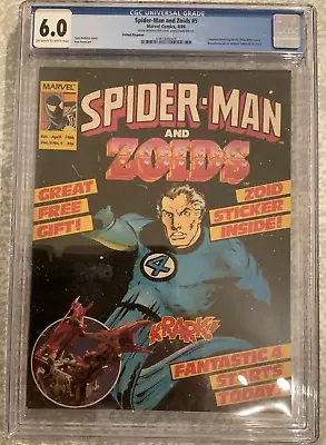 Buy Only 1 In The World Uk Spiderman & Zoids Comic Cgc 6.0  Free Gift Included 1986 • 95£