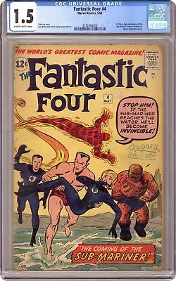Buy Fantastic Four #4 CGC 1.5 1962 3732894006 1st Silver Age App. Sub-Mariner • 1,521.77£