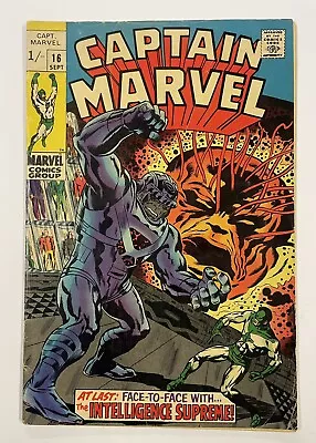 Buy Captain Marvel #16. Sept 1969. Marvel. Vg. Ronan! Supreme Intelligence! Uk Price • 15£