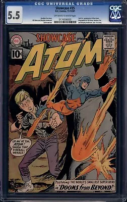 Buy Showcase #35 (1961) CGC 5.5 -- O/w To White Pgs; 2nd SA Atom; Last 10-cent Issue • 110.88£