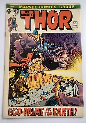 Buy Thor #202 Marvel 1972 Bronze Age Comic Book NM- 9.2 1St Appearance Of Ego-Prime • 47.13£