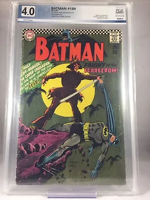 Buy Batman #189 Pgx 4.0 1st Sa Appearance Of The Scarecrow 1967 Ow/white Pages • 257.27£