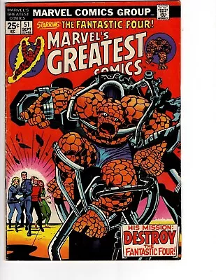 Buy Marvel's Greatest Comics #51 1974 Marvel Reprints Fantastic Four # 68 • 7.99£