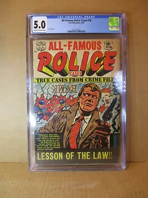 Buy All-Famous Police Cases 16 CGC 5.0 LB Cole RARE LAST ISSUE 1954 Star Crime Comic • 643.38£