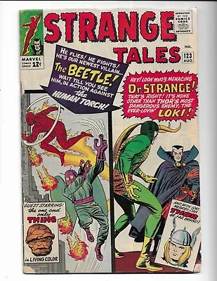 Buy Strange Tales 123 - Vg- 3.5 - Dr. Strange - 1st Appearance Beetle - Loki (1964) • 87.07£