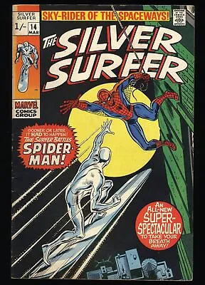 Buy Silver Surfer #14 FN 6.0 UK Price Variant  Appearance Of Amazing Spider-Man! • 63.54£