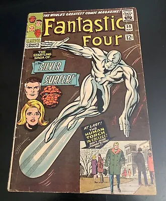 Buy FANTASTIC FOUR #50 (Marvel/1966) *Galactus/Surfer Key!* Flat & Colorful! • 187.73£