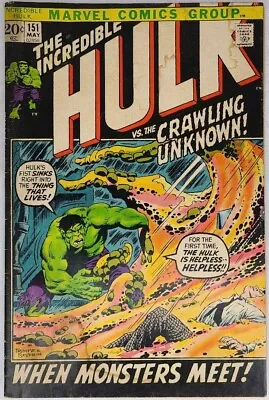 Buy Incredible Hulk 151 Marvel 1972 2.5 GD+ Archie Goodwin Herb Trimpe • 6.39£