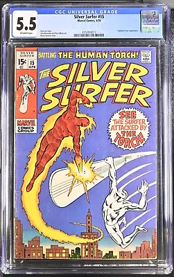Buy Silver Surfer #15 1970 CGC 5.5 Fantastic Four Appearance Key 🔥 • 57.95£
