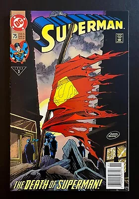 Buy SUPERMAN #75 Hi-Grade Newsstand Death Of Superman Gatefold Cover DC Comics 1993 • 10.27£