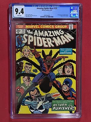 Buy Amazing Spider-Man #135 CGC 9.4 Marvel 1974 2nd Punisher White • 623.63£