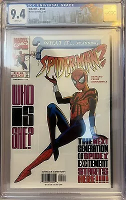 Buy WHAT IF #105 - CGC 9.4  WP NM 1ST May Parker  SPIDER-GIRL Child Of Peter & MJ! • 233.23£