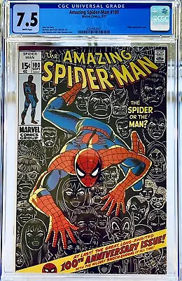 Buy Amazing Spider-man #100 Cgc 7.5 1971 Anniversary John Romita White Pages • 180.96£
