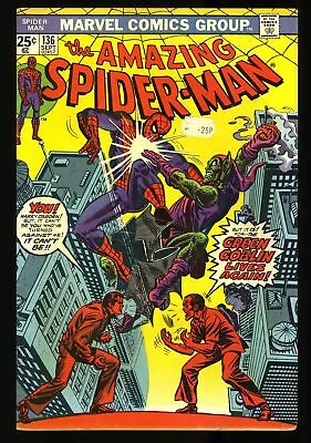 Buy Amazing Spider-Man #136 FN+ 6.5 Classic Green Goblin Cover! Romita Cover! • 44.96£