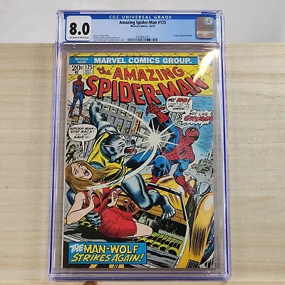 Buy Amazing Spider-Man # 125 CGC 8.0 (Marvel, 1973) Origin Of Man-Wolf & 2nd App • 102.77£