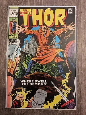Buy Marvel Thor #163 1969 - Silver Key Issue 2nd Cameo App Adam Warlock - High Grade • 54£