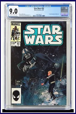 Buy Star Wars #92 CGC Graded 9.0 Marvel 1985 Of White To White Pages Comic Book. • 92.45£