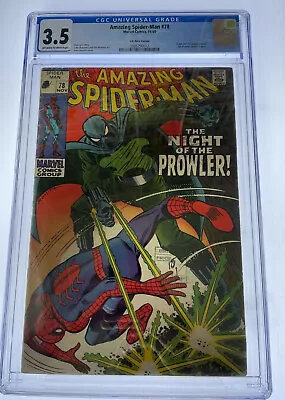 Buy Amazing Spider-Man #78 CGC 3.5 OW/W Pages 1969 Marvel Comics 1st App Prowler • 87.95£