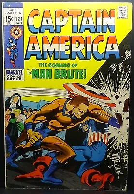 Buy Captain America #121 1970 5.5 1st Appearance Of Man-brute! Cap's Origin Retold! • 9.59£